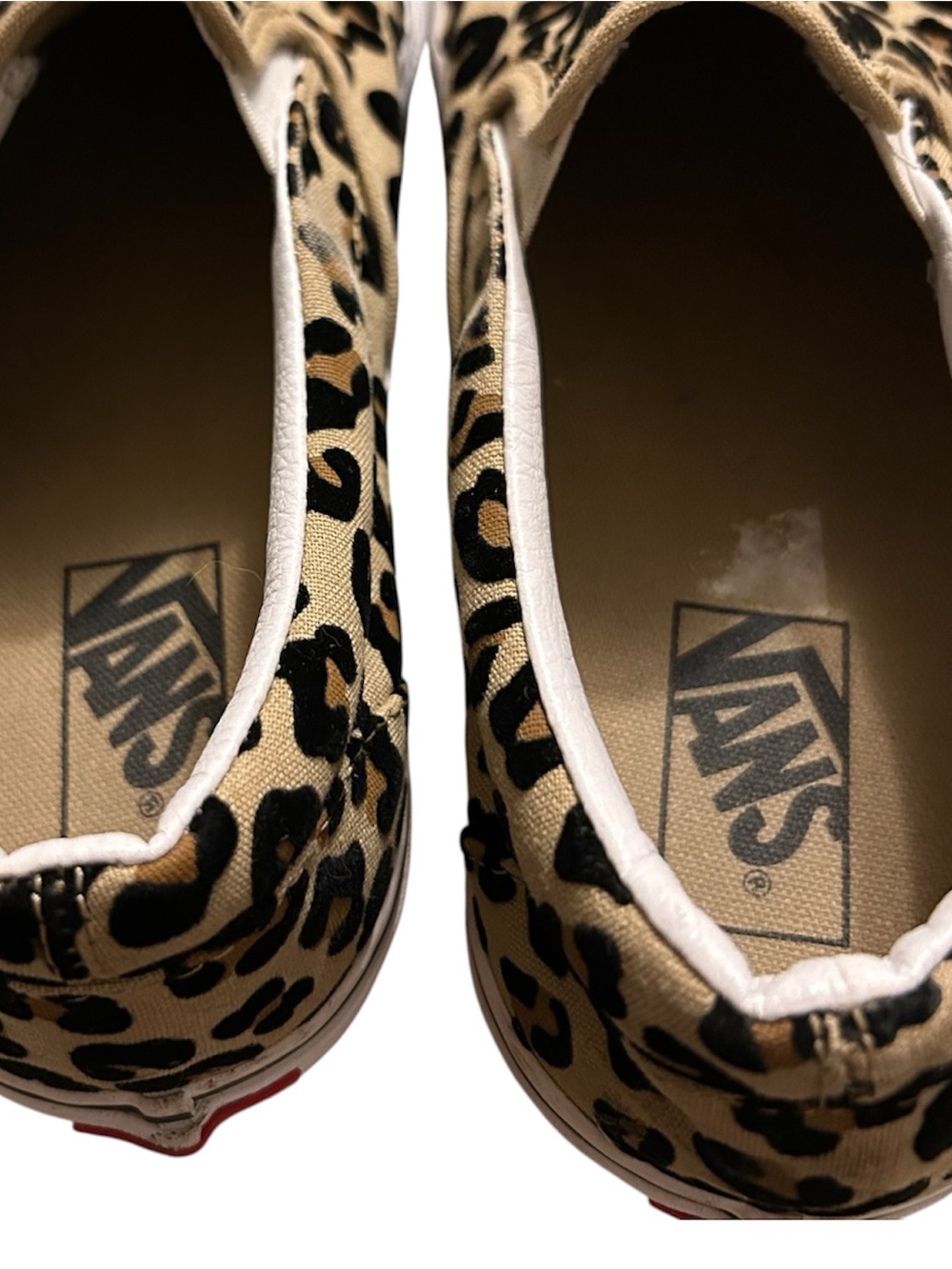 Vans UniSex Slip On Leopard Print Canvas Shoes - Tan/Black Size W-10.5 M-9 - Picture 5 of 8